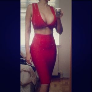 2 PC Bandage Double Strap Bra Top with Skirt NWOT